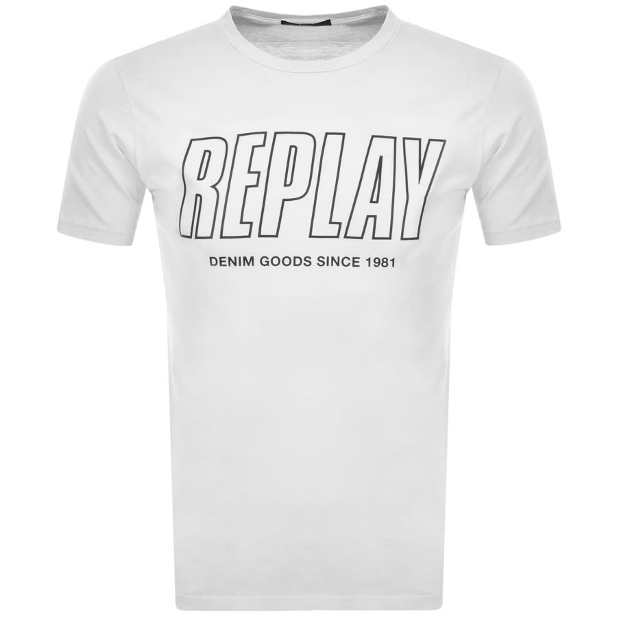Alternative Image for ProductReplay Logo Crew Neck T Shirt White1